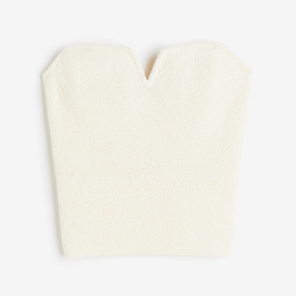 H&M Textured-Knit Tube Top in Cream Size S